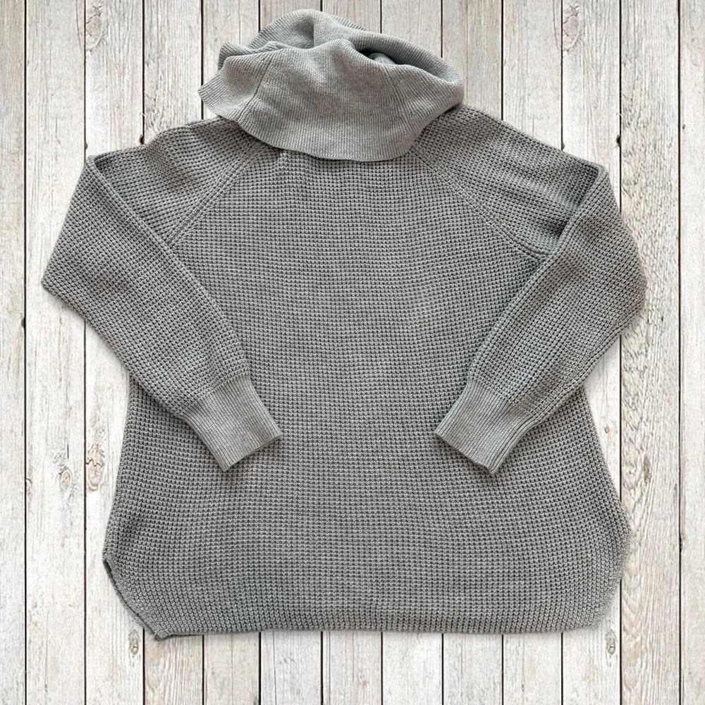 Michael Kors Gray Chunky Knit Cowl Neck Sweater Size Small